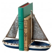 Blue Sail Boats Nautical Bookends Cast Iron and Galvanized Metal   302839046525